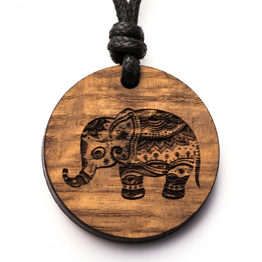Indischer Elefant Kette Holzschmuck aus Naturholz / Anhänger