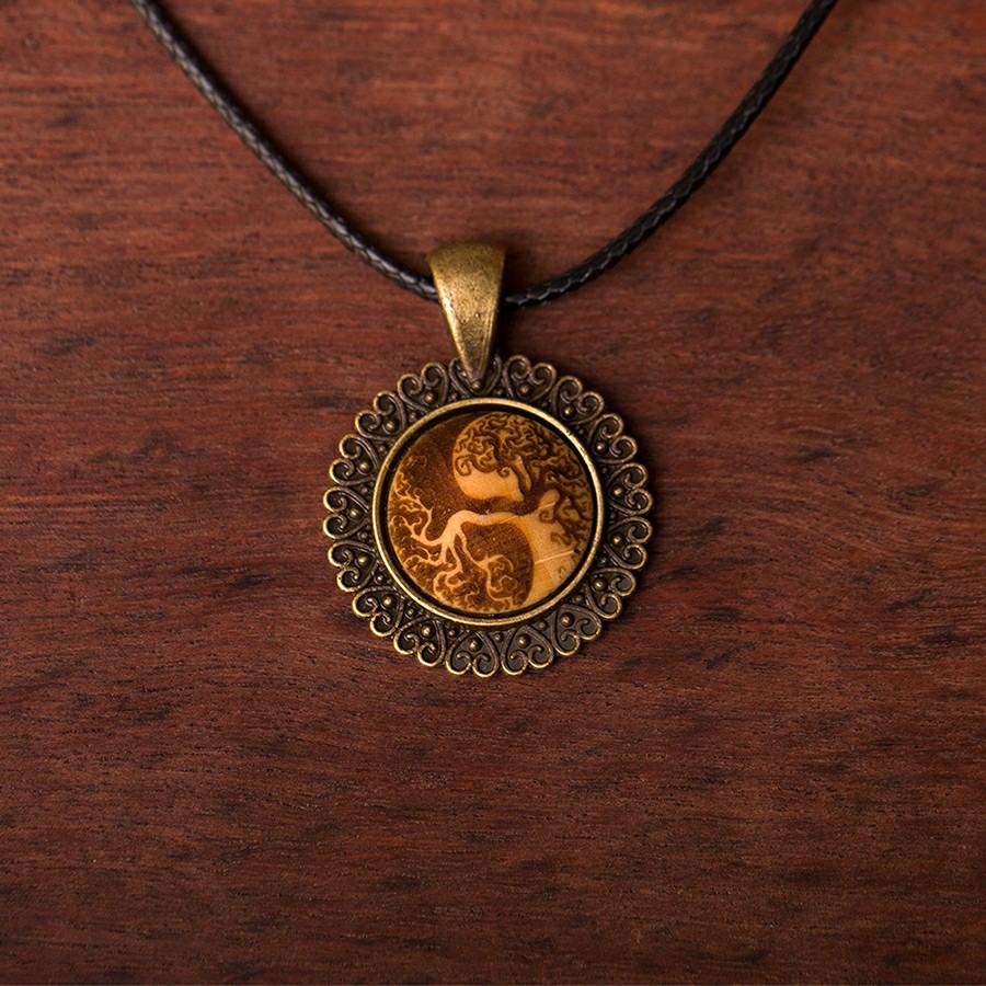 Baum des Lebens Yin Yang Kette Holzschmuck aus Naturholz / Anhänger