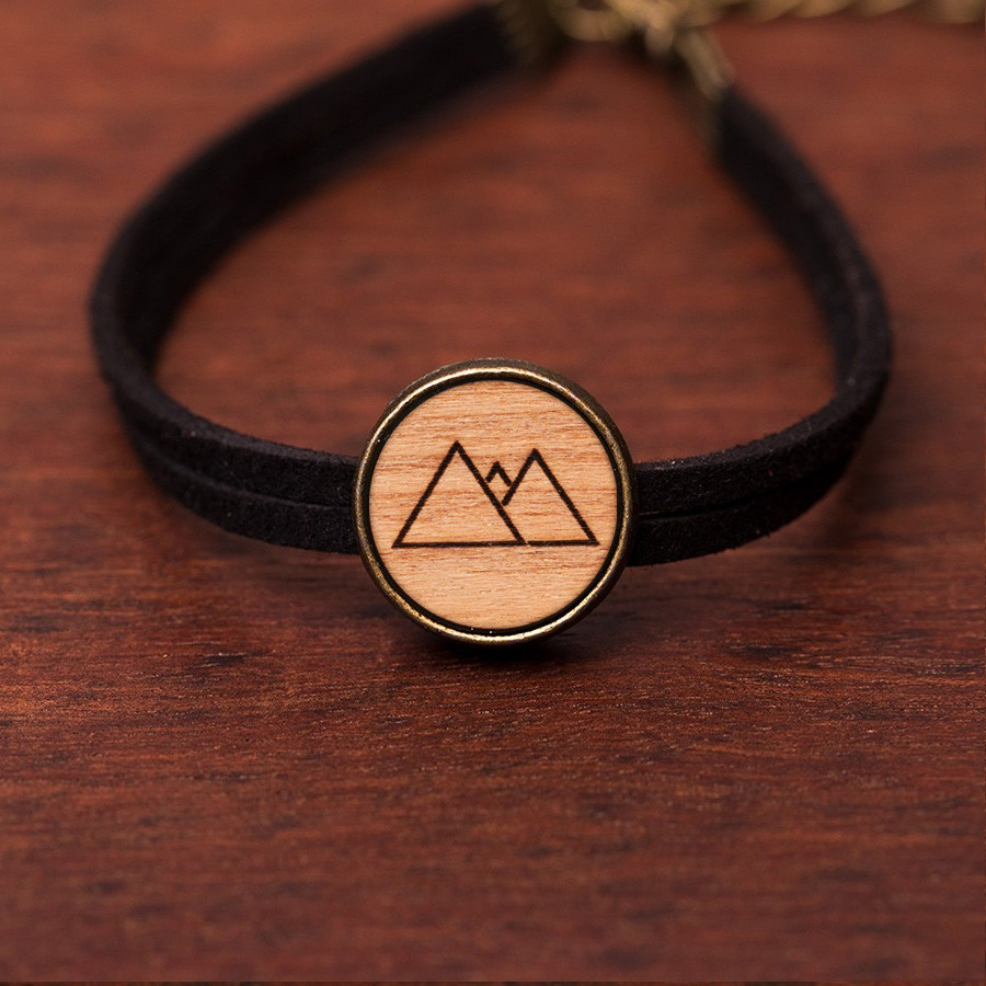 Berge Geometrie Armkette Holzschmuck aus Naturholz / Anhänger