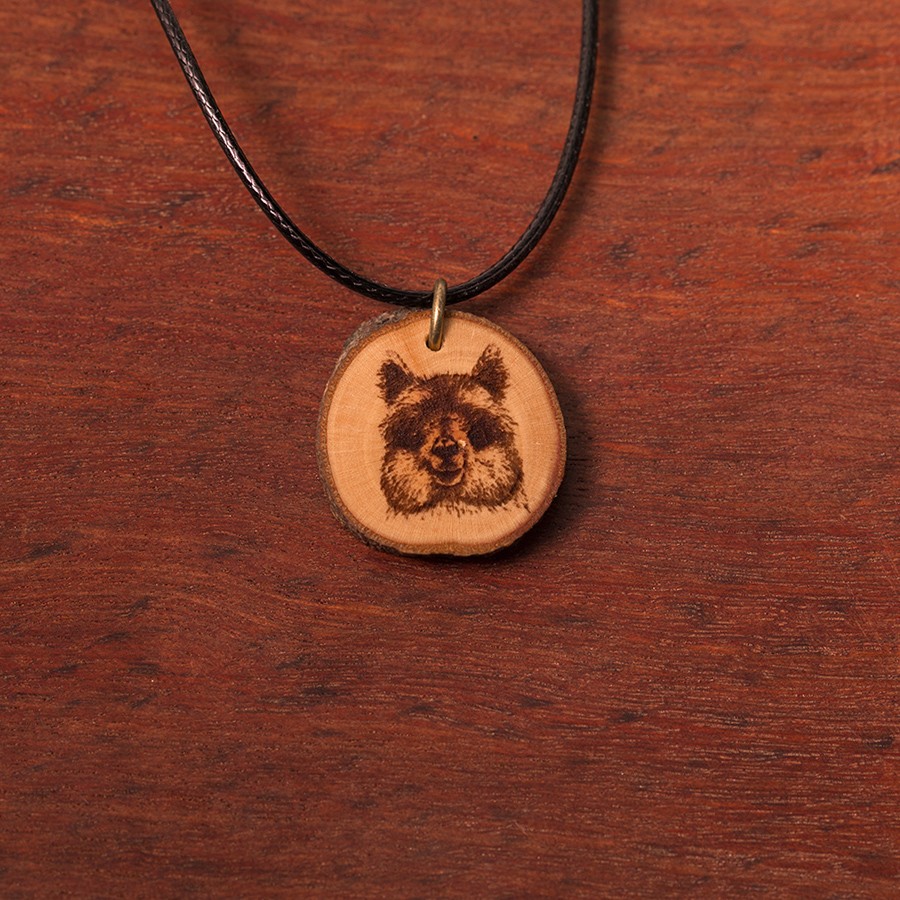 Alpaka Happy Kette Holzschmuck aus Naturholz / Anhänger