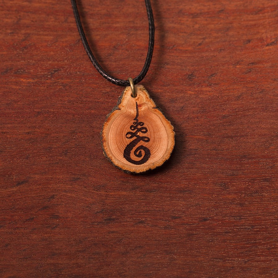 Unalome Kette Holzschmuck aus Naturholz / Anhänger