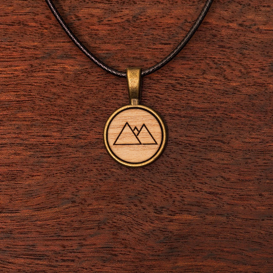 Berge Geometrie Kette Holzschmuck aus Naturholz / Anhänger