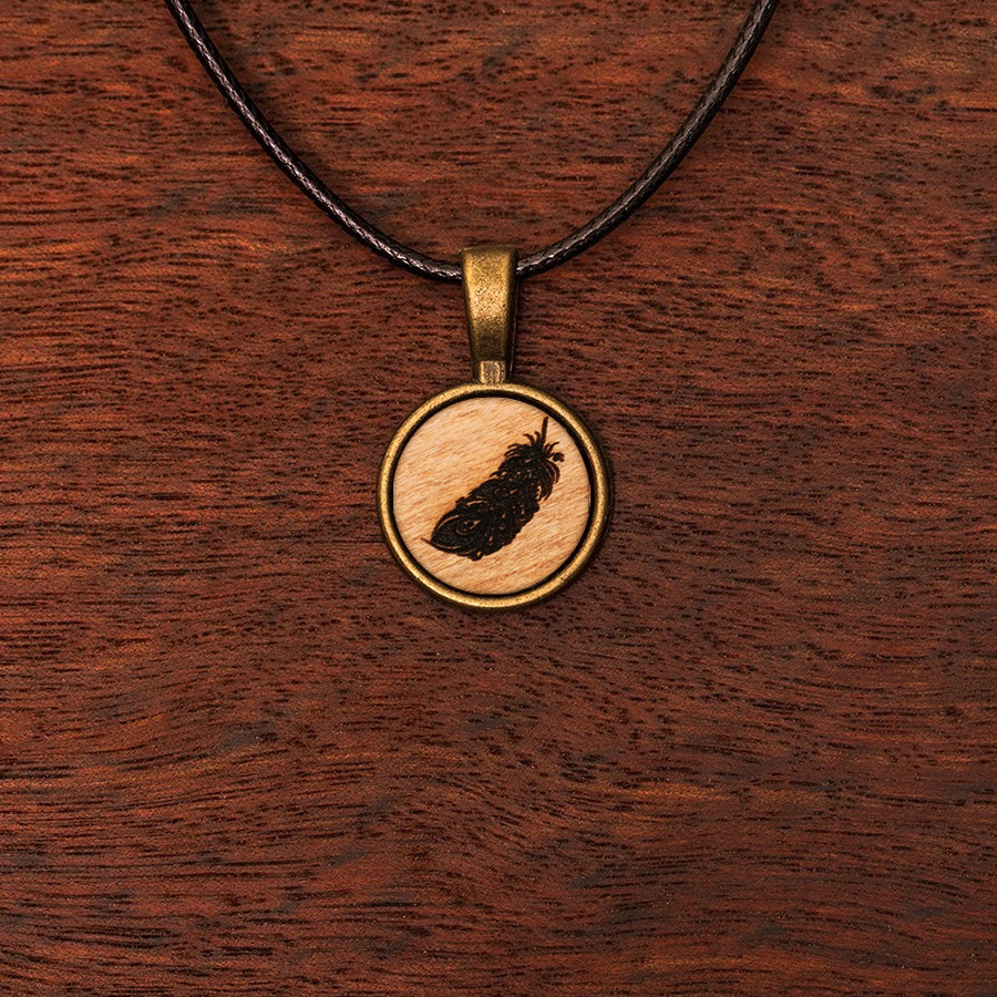 Feder Kette Holzschmuck aus Naturholz / Anhänger
