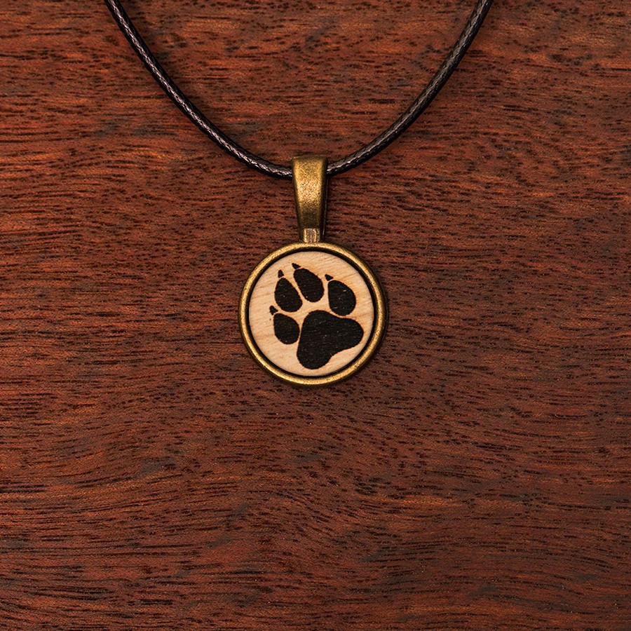 Pfote Hund Kette Holzschmuck aus Naturholz / Anhänger