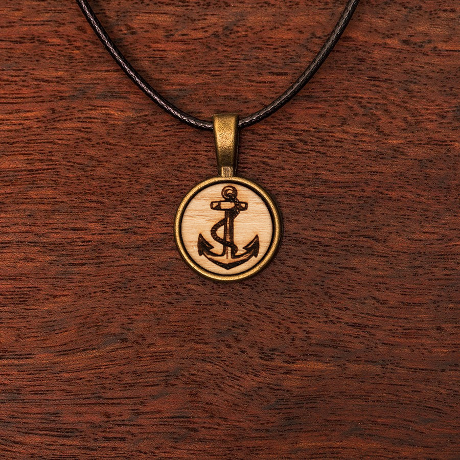 Anker Kette Holzschmuck aus Naturholz / Anhänger