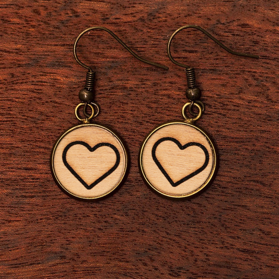 Herz Ohrringe Holzschmuck aus Naturholz / Anhänger