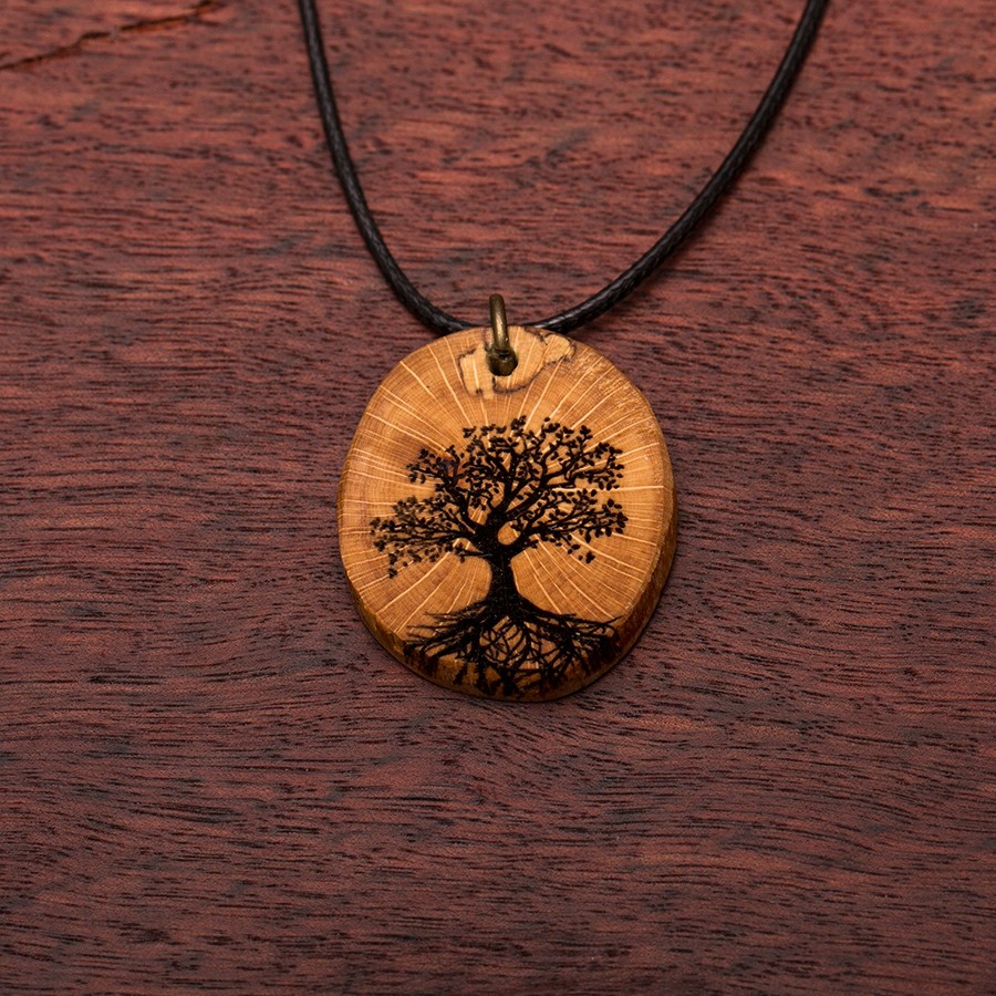 Baum des Lebens Kette Holzschmuck aus Naturholz / Anhänger