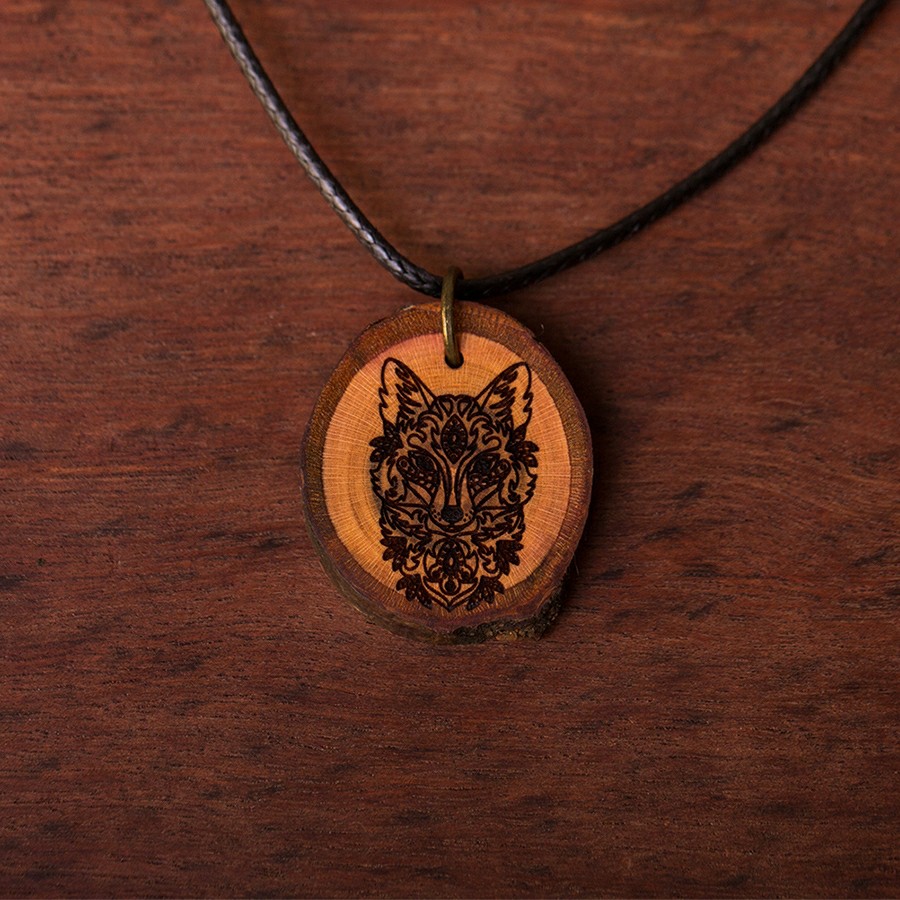 Fuchs Kette Holzschmuck aus Naturholz / Anhänger