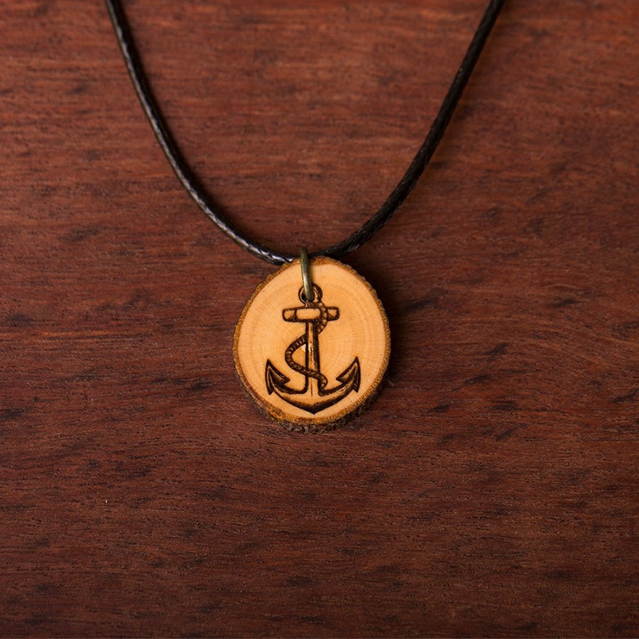 Anker Kette Holzschmuck aus Naturholz / Anhänger