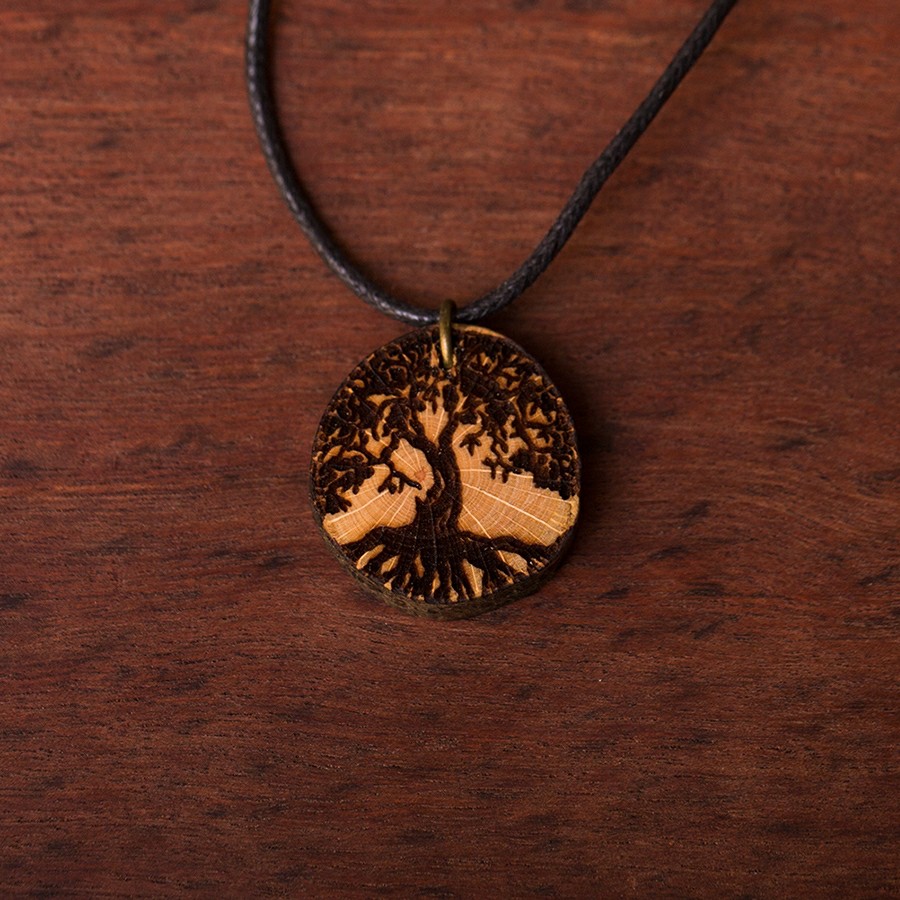 Baum des Lebens 2 Kette Holzschmuck aus Naturholz / Anhänger