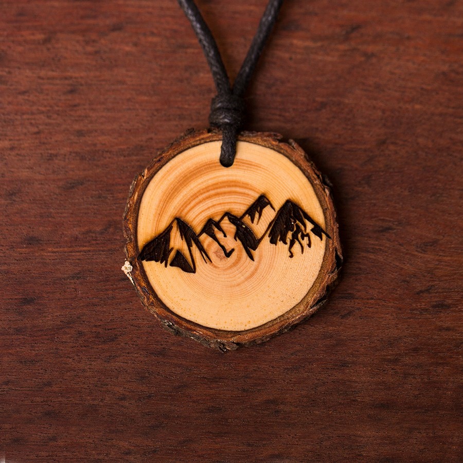 Berge 2 Kette Holzschmuck aus Naturholz / Anhänger