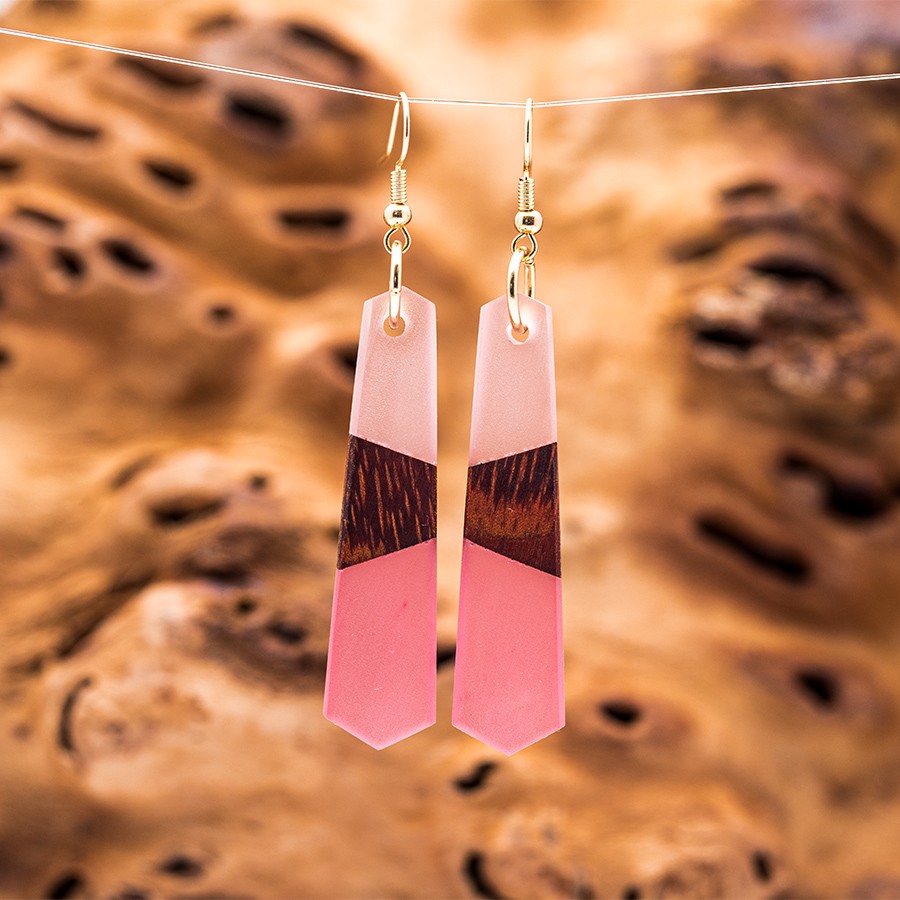 Epoxid Kristallohrringe 3202 Holz Kristall aus Holz und Harz / Resin, Schmuck / Halsketten