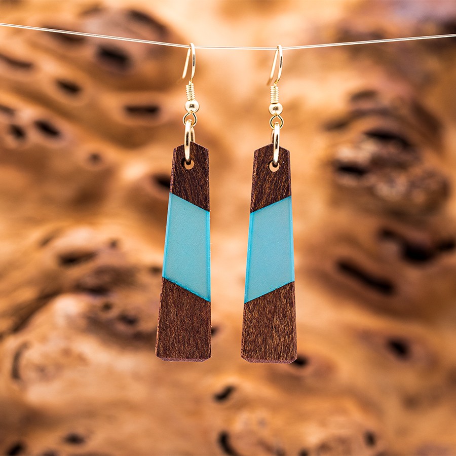 Epoxid Kristallohrringe 3208 Holz Kristall aus Holz und Harz / Resin, Schmuck / Halsketten