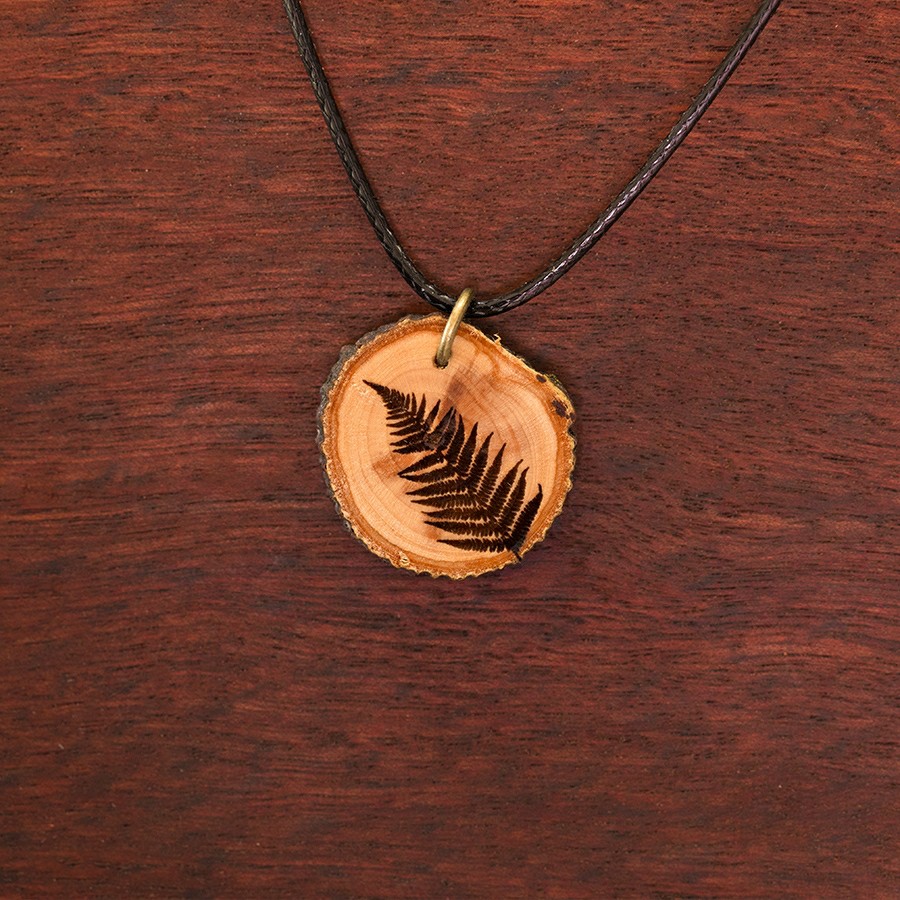 Farn Kette Holzschmuck aus Naturholz / Anhänger