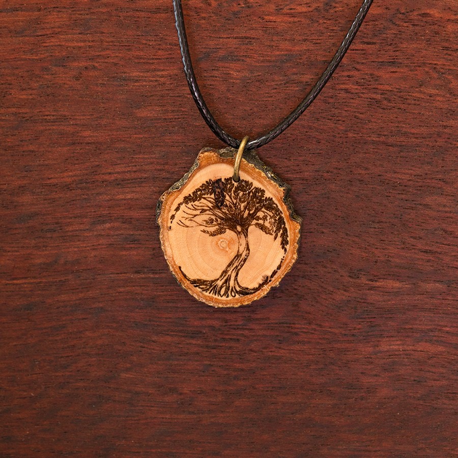 Baum des Lebens 3 Kette Holzschmuck aus Naturholz / Anhänger