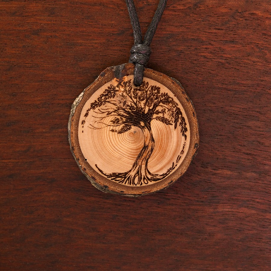 Baum des Lebens 3 Kette Holzschmuck aus Naturholz / Anhänger
