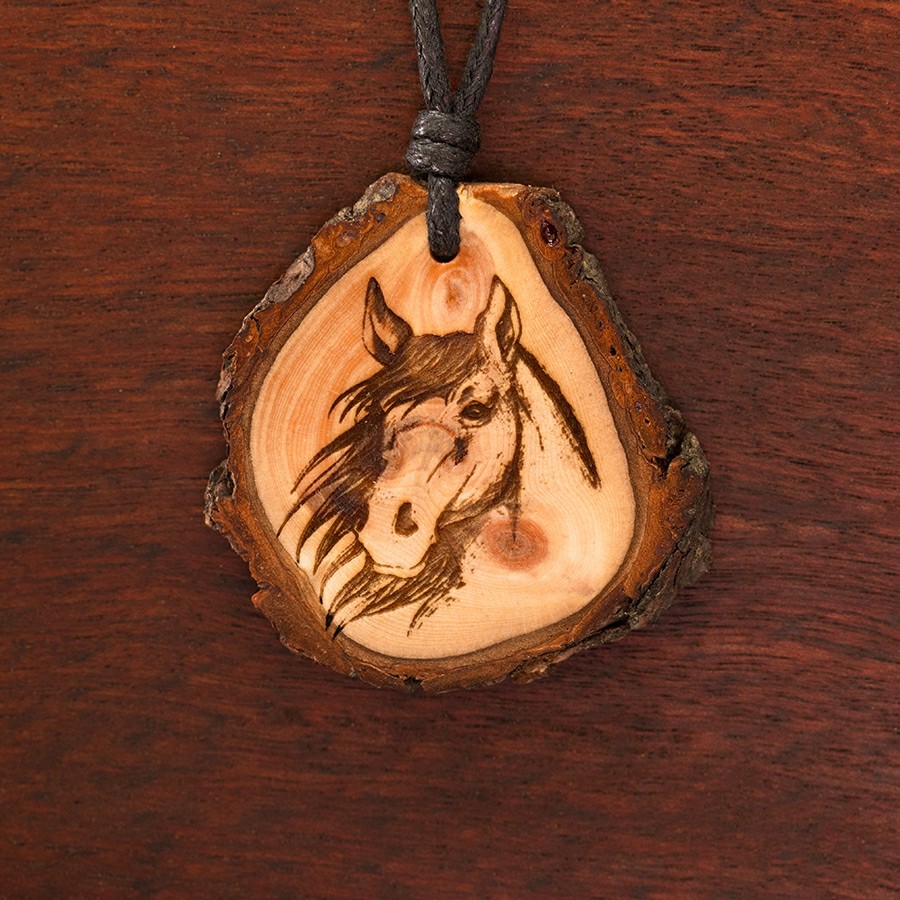 Pferd Kette Holzschmuck aus Naturholz / Anhänger