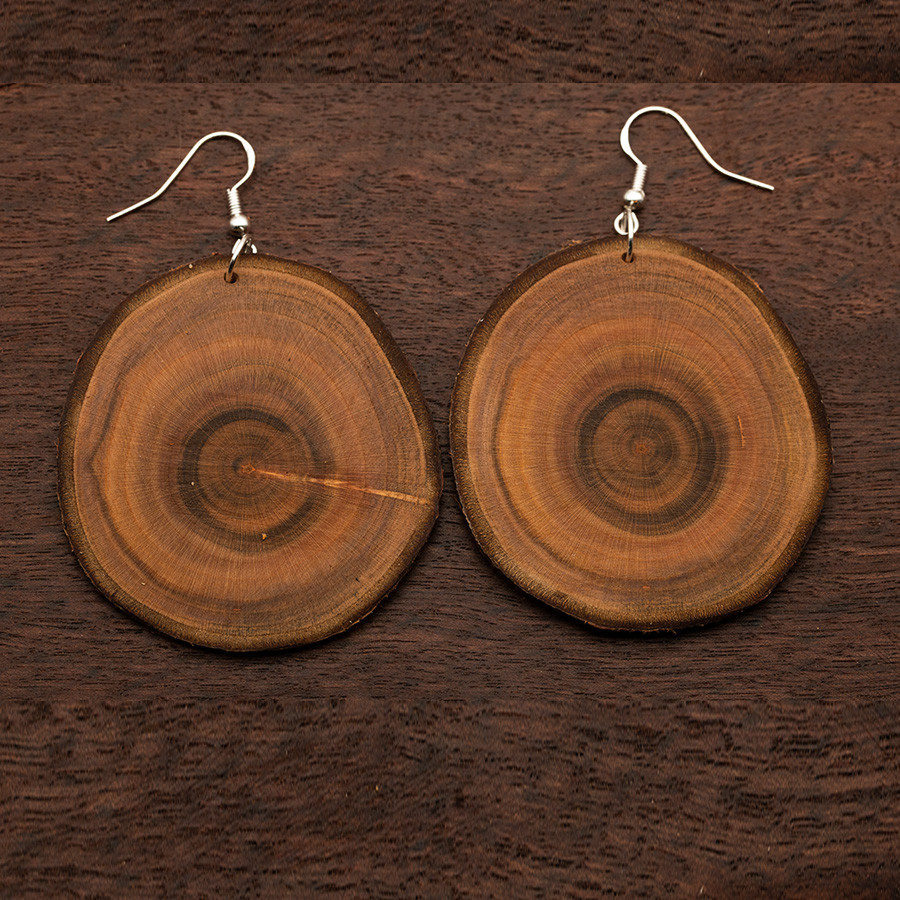 Zwetschge 4907 Ohrringe Holzschmuck aus Naturholz / Anhänger