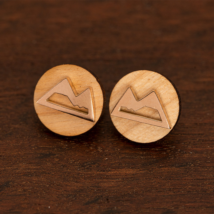 Berge Ohrstecker Holzschmuck aus Naturholz / Anhänger