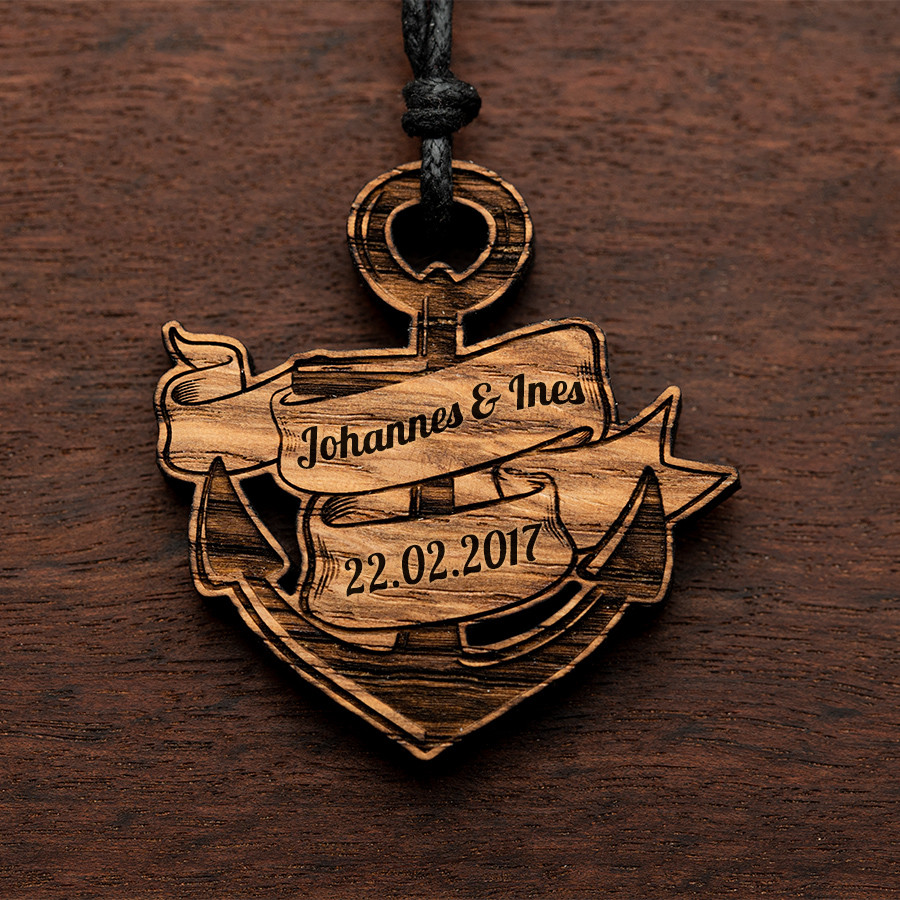 Anker mit Schlaufe Holz Kristall aus Holz und Harz / Resin, Schmuck / Halsketten