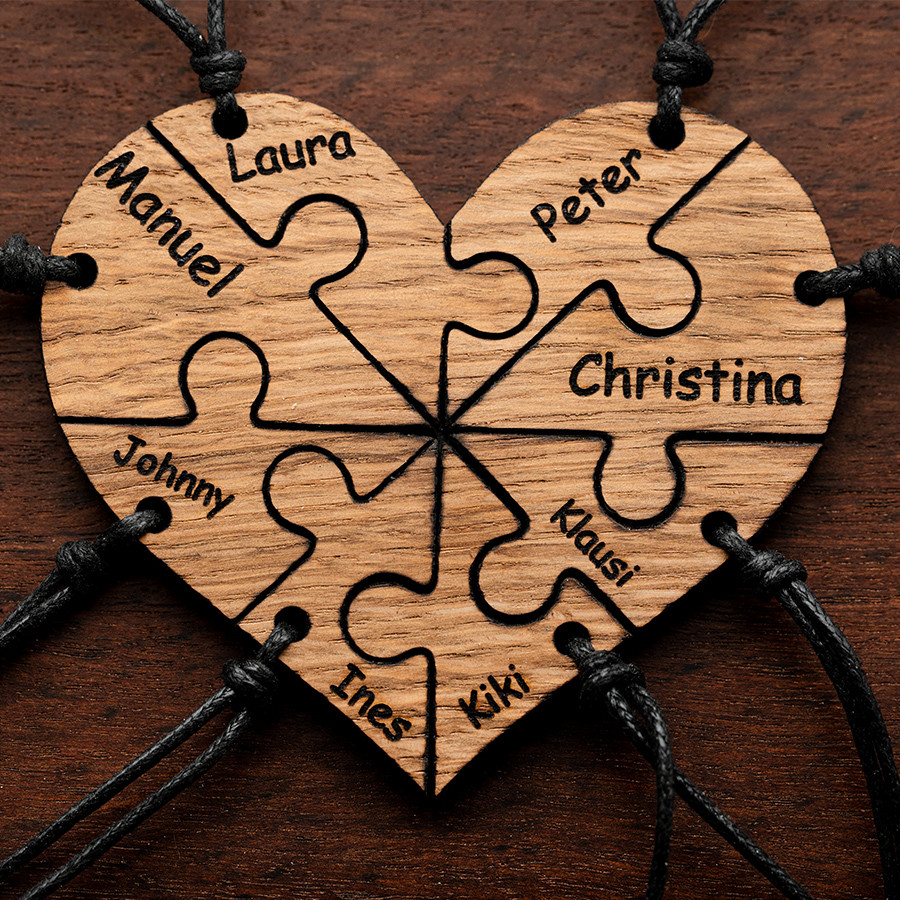 Herzpärchen für Acht Holz Kristall aus Holz und Harz / Resin, Schmuck / Halsketten
