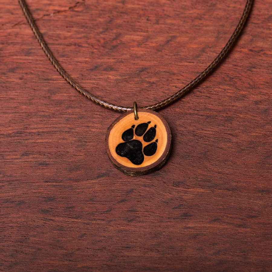 Pfote Hund Kette Holzschmuck aus Naturholz / Anhänger