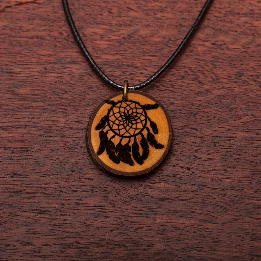 Traumfänger Kette Holzschmuck aus Naturholz / Anhänger